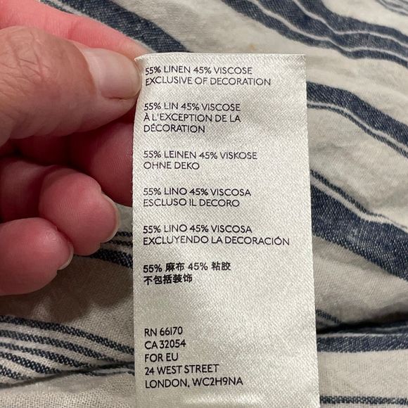 Free People Summer Breeze Stripe Popover Shirt S Small Linen Blend Long Sleeve - Picture 9 of 12